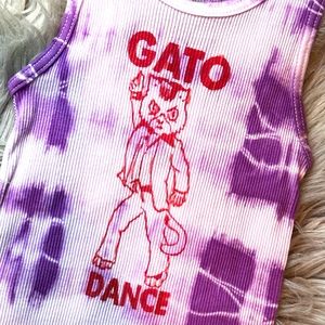 GATO DANCE Saturday Night Fever inspired Disco Cat tie-dye graffiti tank top 2T